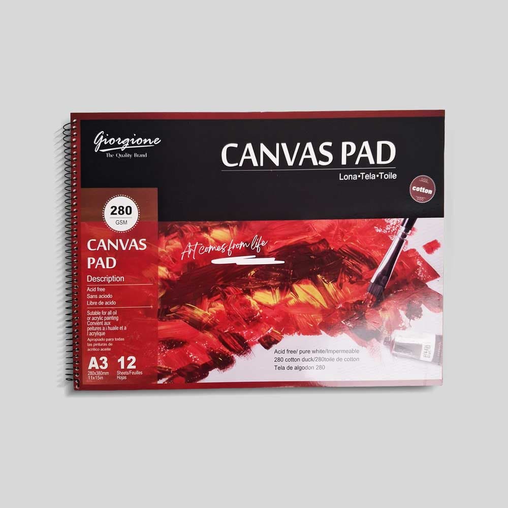 Premium A3 Cotton Canvas Pad - 280 GSM, 12 Sheets (Side Spiral Bound)